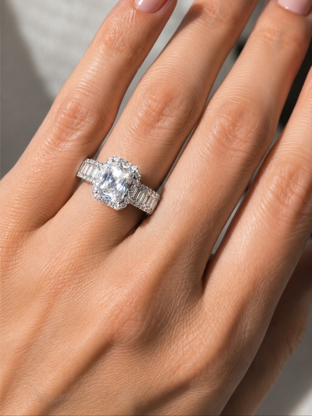 Sterling Silver Cubic Zirconia Halo **SIZE 6**